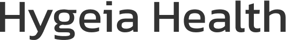 The image shows the words "Hygeia Health" in bold, black sans-serif font on a transparent background.